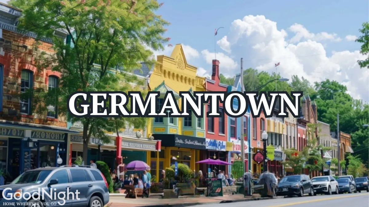A lively Midtown street scene features colorful storefronts, people dining outdoors, and mature street trees. The energy and accessibility of Nashville’s local bars, eateries, and social life are palpable in this welcoming, walkable environment.